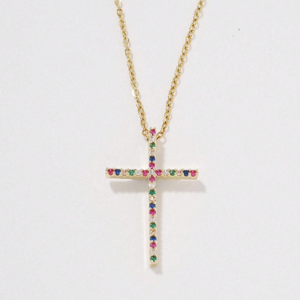 Proverbs Necklace - Gold / Colorful Stones