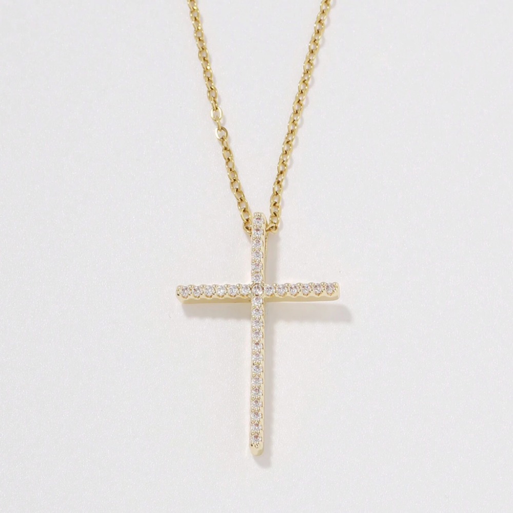 Proverbs Necklace - Gold / White Stones