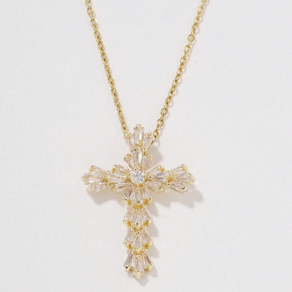 Proverbs Necklace - Gold / White Emeralds